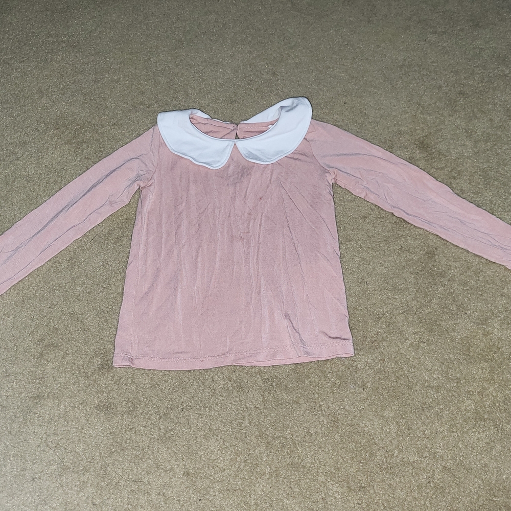 Pink Long Sleeve Top with White Collar